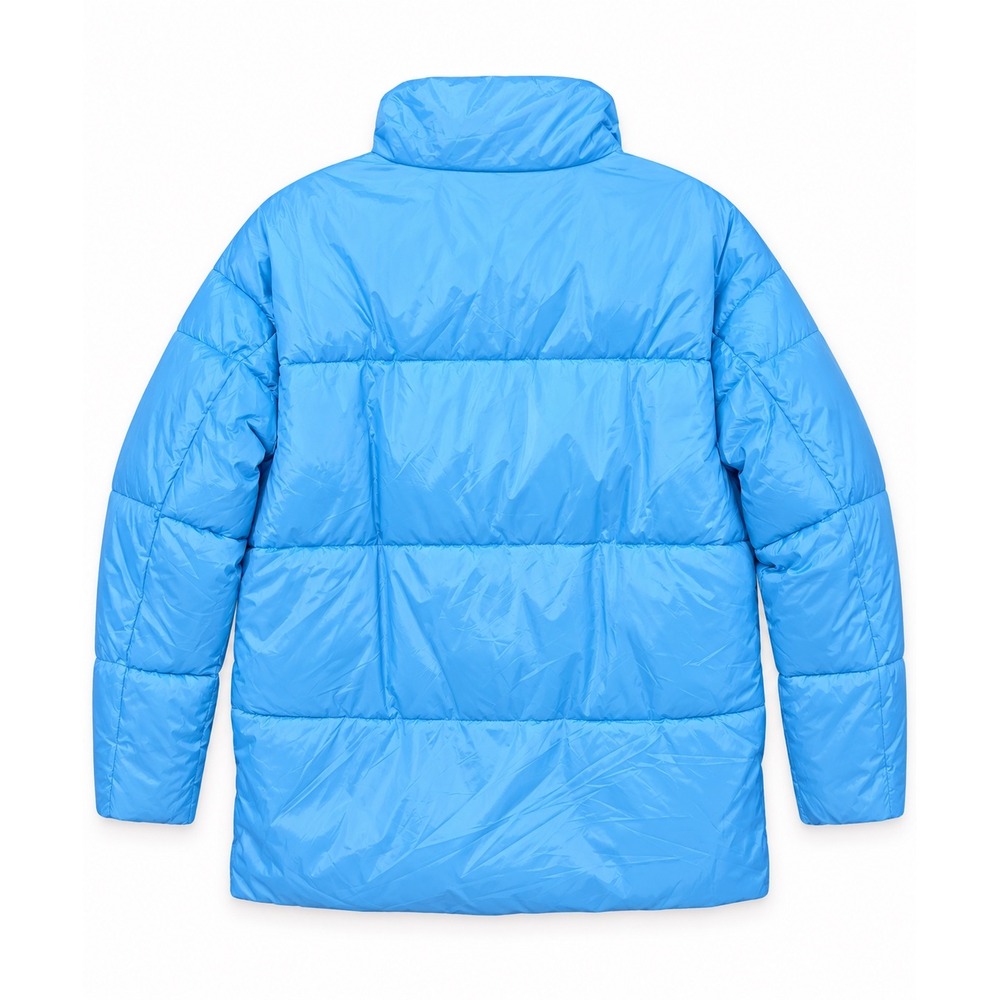 ASOS DESIGN Puffer Jacket Blue Quilted Funnel Neck Coat US 4 Tall NEW Oversized - Picture 3 of 4